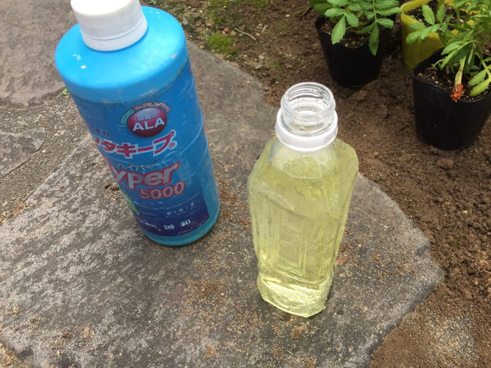 ペンタキープの原液を入れ、水で薄める